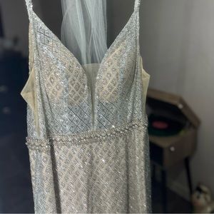 Long sparkly silver dress